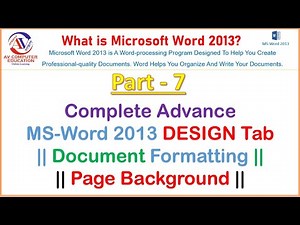 MS Word 2013 Part 7 DESIGN Tab in Hindi