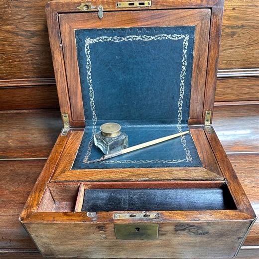 Ecriture ancienne à pente du XIXe siècle - Bureau portable avec encrier - Etsy France