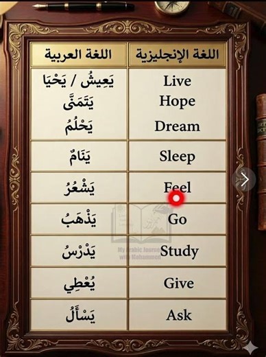 (9 Essential Arabic Verbs in Under 1 Minute!) #learnarab #lifeisbutadream⏱️