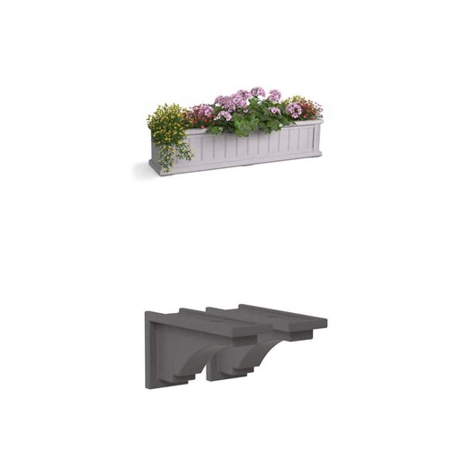 Mayne Fairfield Graphite Grey Decorative Corbel (2-Pack) and Cape Cod 48 in. x 11 in. Self-Watering White Window Box Combo - The Home Depot