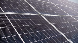 footage of solar panels close up