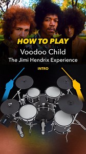 Learn How to Play the Intro from “Voodoo Child (Slight Return)” by The Jimi Hendrix Experience 🥁 Level: Late Beginner Mitch Mitchell sets the tone with a loose, funky groove that blends rock attitude with a jazz-influenced feel 🎸🔥 Start with an open hi-hat, add in the kick pattern, then end the groove with a snare flam fill 🤘 Gear spotlight: Roland VAD507 💥 👍 Enjoyed this tutorial? Like, share, and follow for more! 💬 Got questions or requests? Drop them in the comments! #howtoplay #drums 