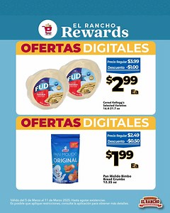 ¡No te pierdas nuestras ofertas digitales exclusivas de la semana! 🛒 🧀 Consulta nuestro Semanal de Ahorros o descarga la aplicación de El Rancho Rewards para disfrutar de más ofertas increibles. 🛒 📍 Dallas-Fort worth 📍 Houston 📍 Odessa 📍 Liberal | El Rancho Supermercado