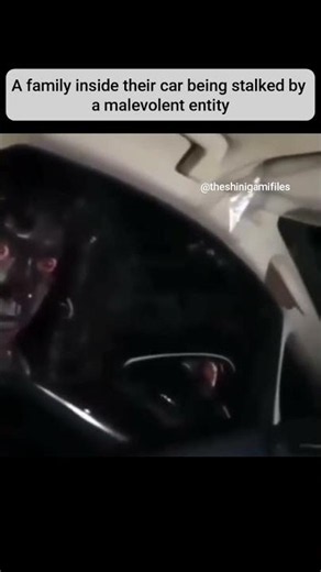 This terrifying video features a family inside their car being stalked by a malevolent entity.