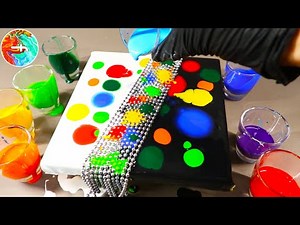 Chain pull painting - Black & White COLOR SPLIT Pour - Acrylic pouring - fluidcomet