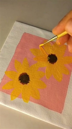 Easy Sunflower Painting 🌻🎨 | Cute Mini Canvas Art #Shorts#youtubeshorts #yt #explore #trending