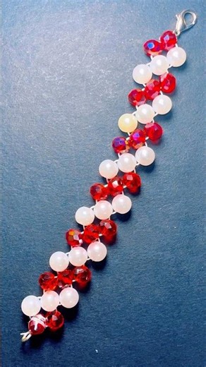 Easy Christmas Bracelet with Beads tutorial ❤️🤍#diy