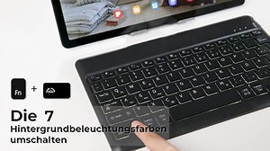 EasyAcc Bluetooth-Tastatur, Kabellose Bluetooth-Tastatur kompatibel mit Windows/Android/iOS Tablet (iPad A16 11/10.2/10.9, iPad Pro/Air), mit Hintergrundbeleuchtung QWERTZ Deutsches Layout, Schwarz