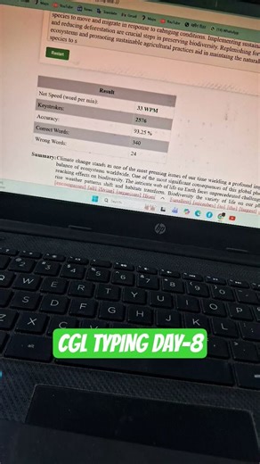 CGL Mains typing day-8 | typing test | #typing #cgl #ssc