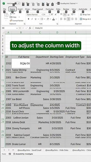 How to adjust data in Excel using shortcuts! #excel #datacleaning #excelshortcuts