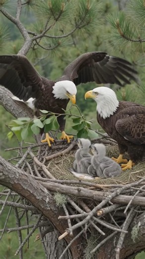 Majestic Bald Eagle Feeding Chicks! 🦅 Incredible Nesting Life #shorts