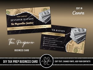 DIY Tax Preparer Business Card, Tax Preparation Business Card Template, Gold Tax Prep Accounting Business Card,tax Season Business Card GB9 - Etsy