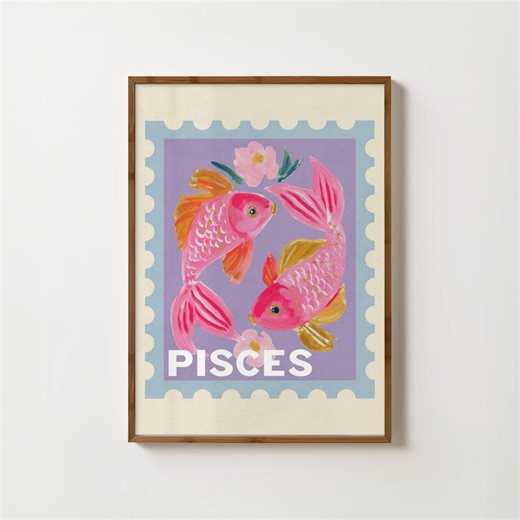Pisces Zodiac Art Print, Pisces Astrology Gifts, Zodiac Sign Poster, Celestial Decor, Horoscope Wall Art, Pisces Star Sign Gift, Pisces Art - Etsy