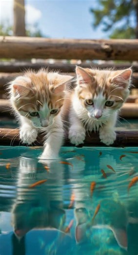 ❤️❤️❤️Three Kittens Having Fun Underwater Watch Their Playful Splash