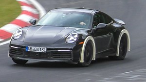 Porsche 911 prototype car attacking Nürburgring track