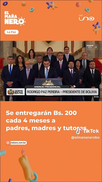 Mensaje Presidencial: Rodrigo Paz anuncia programa que beneficia con la entrega de Bs. 200 a padres, madres y tutores sin empleo formal. #ElMañaneroLaPaz #RodrigoPaz #MensajePresidencial