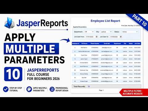 JasperReports Tutorial for Beginners 2026 | Apply Multiple Parameters (Full Course Part 10)