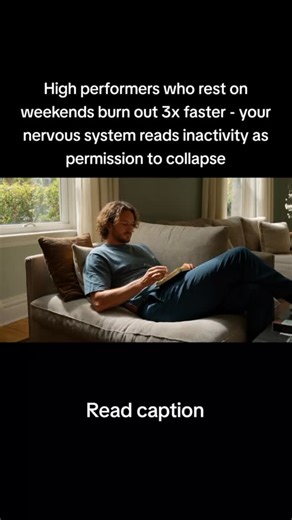 Rick | Results Over Excuses on Instagram: "1. Performance psychologists who work with executives in crisis mode identified a pattern that destroys the ambitious: weekend rest makes you worse, not better. Your brain doesn’t have a simple on/off switch. When you operate at high intensity Monday-Friday then crash Saturday-Sunday, you’re training your nervous system that collapse is the only form of recovery available. ‎ 2. Here’s why this accelerates burnout: Your body interprets the intensity drop
