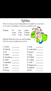 Syllable worksheet for kids Kiddoctive - Homeschooling #fyp #sharingiscaring #English #Phonics #reelsvideo | Kiddoctive - Homeschooling