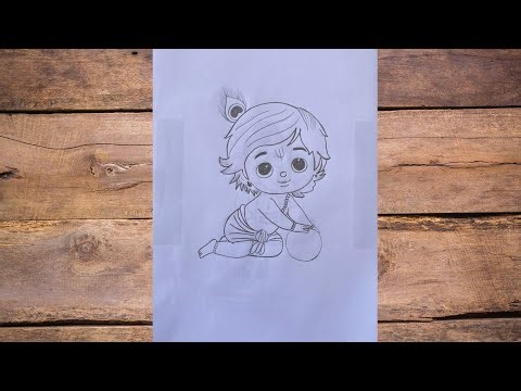 Baby Krishna with Matki Drawing ✨| Step by Step Pencil Sketch ||