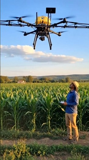 High-Tech Farming: Drone Spraying Crops in the Field