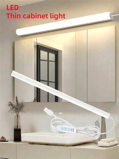 LED Light Strip, Adjustable 3 Color Temperatures (3000K, 4000K, 6000K), Dimmable, With Switch Control, Suitable For Bedroom, Reading, Kitchen, Cabinet, Wardrobe, Entrance, Porch, Storage Cabinet, Wine Cabinet Lighting, USB Plug With Button Switch | SHEIN