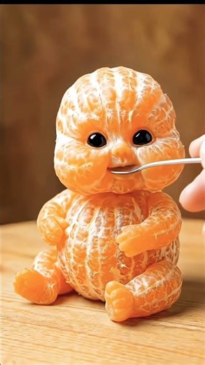 Feeding the Cutest Tiny Orange Baby! Food Art Comes to Life#FruitArt#FoodCarving#Mandarin Baby 🍼🧡🧡🍊