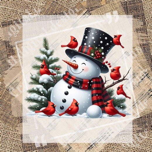 Winter Snowman Cardinals PNG Cute Christmas Snow Scene With Red Birds Pine Trees Scarf Hat Holiday Graphic, Sublimation Digital Download PNG - Etsy