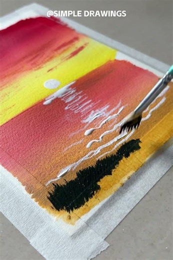 Satisfying Sunset Painting for Beginners 🌅 #painting#acrylicpainting #shors