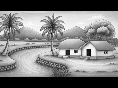 how to draw prakritik drishya drawing |prakritik drawing banana sikhayen |prakritik drishya