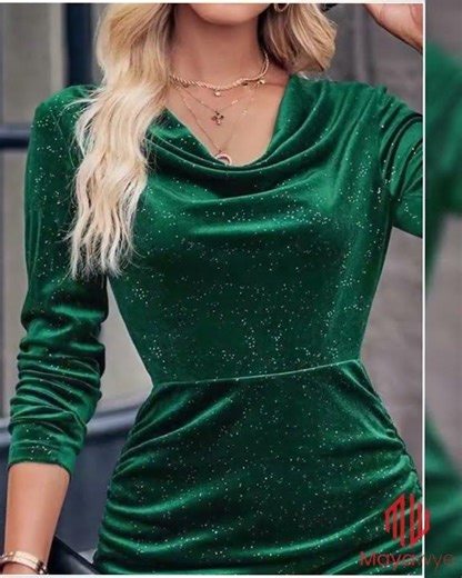 Velvet Cowl Neck Ruched Bodycon Dress