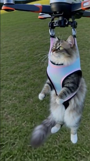 Cat Takes Flight on a Drone – Safely Harnessed Adventure! 🐱🚁