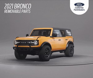 Every #California adventure is unique — your ride should be, too. When it comes to customizing the 2021 Bronco, the sky’s the limit. Each part is personalized from hood to trunk. These quick, easy modifications can be as small as LED mirror lights or as drastic as interchangeable doors. You want it? The Bronco’s got it. Customize your next adventure: https://www.ford.com/suvs/bronco/2021/. | Your California Ford