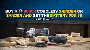 Buy a BOSCH cordless Grinder or Sander, and get the battery for just $1. Details in link 👉 https://prnc.es/3PhvcKl | Princess Auto