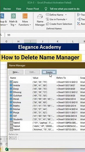 How to Delete Name Manager #excel #msexcel #shortsvideo #shorts #ytshorts #eleganceacademy #tricks