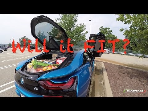 BMW i8: Will it FIT? Food Shopping for YouTUBERS [4K UHD]