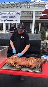 1.3K views · 34 reactions | We've got our Hog Roaster here to introduce you to our Duroc pork! Come on down to our Dry Creek location until 3:00 and grab yourselves a plate! $8.98 will get you a pulled pork sandwich, three sides, and a drink! | Tony's Meats and Market | Facebook