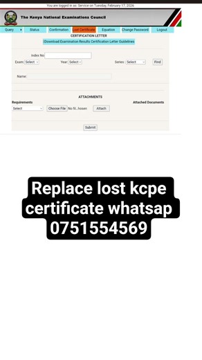 how to replace lost knec kcpe certificate