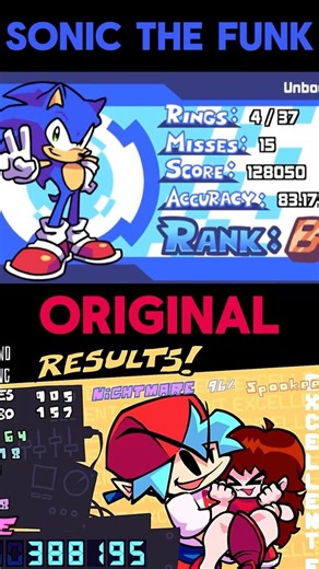 FNF SONIC THE FUNK VS ORIGINAL RESULT SCREEN ANIMATION COMPARISON!