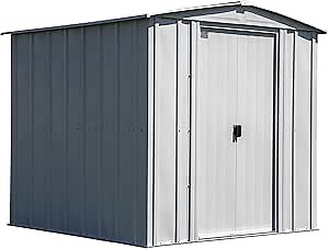 Arrow Sheds 8' x 8' Outdoor Steel Storage Shed, Light Grey