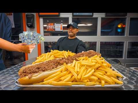 Win the CASH Jackpot if You Finish This Cheesesteak Challenge in 30 Minutes! (Harder Than It Looks)