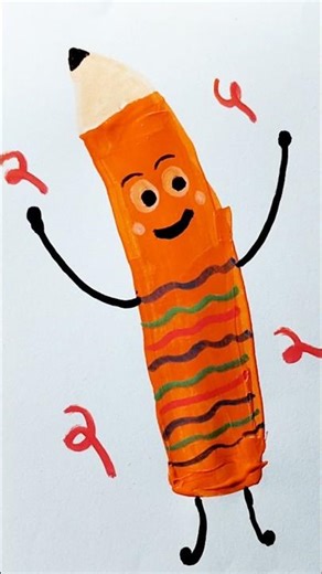 arcylic pencil Easy Acrylic Pencil Drawing 🎨 | Cute Cartoon Pencil Art #Shorts