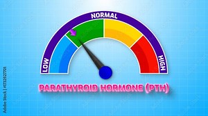 4K Animated Parathyroid Hormone (PTH) Level Meter Increasing from Low to High Levels , Monitoring Calcium Regulation and Bone Health