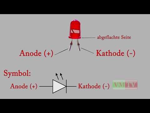 Wo befinden sich die Kathode und Anode bei einer LED mit gleich langen Beinen?