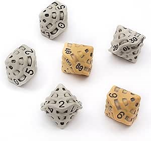 D10 &%D10 Dice Set - Set of Six 10 Sided Dice - Four D10 & Two%D10 (D100) Skull & Bone Themed RPG Dice. Cool Unique Gift and Compatible with Dungeons & Dragons (DND), D&D, Pathfinder, D and D(Mixed)