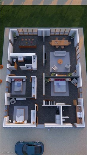 Family House Design 14 (16 x 12 m) | Floor Plan | At Dawn