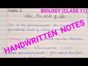 cell the unit of life class 11 handwritten notes