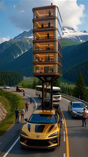 A Skyscraper on a Supercar? The Future is WILD! The Ultimate Mobile Office: Gold Car Edition! 🏢🚗