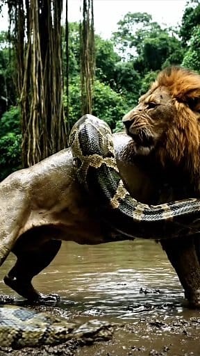 4.5K views · 33 reactions | Hampir metong itu singa dililit ular python. #reels #hewan #singaVsPython | Uus Mubarok | Facebook