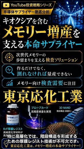キオクシアの好決算の次に見る6銘柄｜メモリー増産を支える本命サプライヤー【東京応化工業】を徹底解説